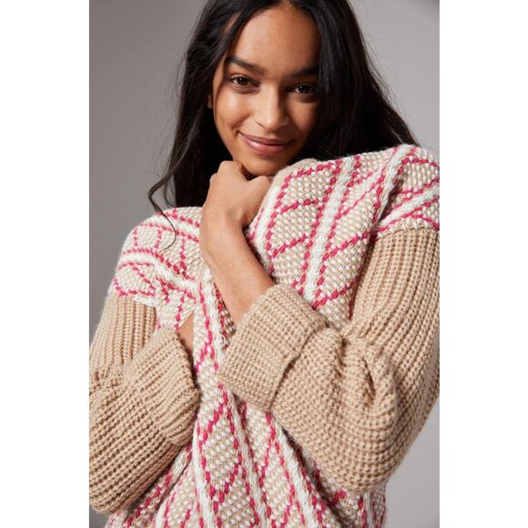By Anthropologie Patrice Geometric Open Front Long Duster Cardigan Sweater XS - Picture 1 of 11